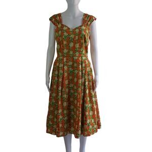 J. Peterman Tulip Cotton Midi Tea Dress Size 8